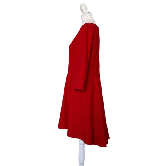 Express Women's Red Long Sleeve Hi Low Fit and Flare Dress Size Large  94% Polye - Picture 4 of 5